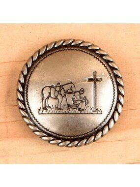 Silver Praying Cowboy Rope Screw Back Concho Leather Crafts 1-1/4" Belts Bags